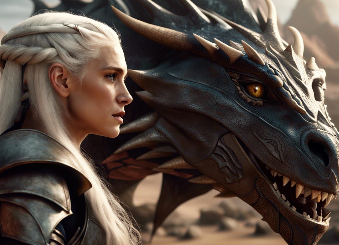 Armored Daenerys and Charlie Hunnam Portrait in Skyrim