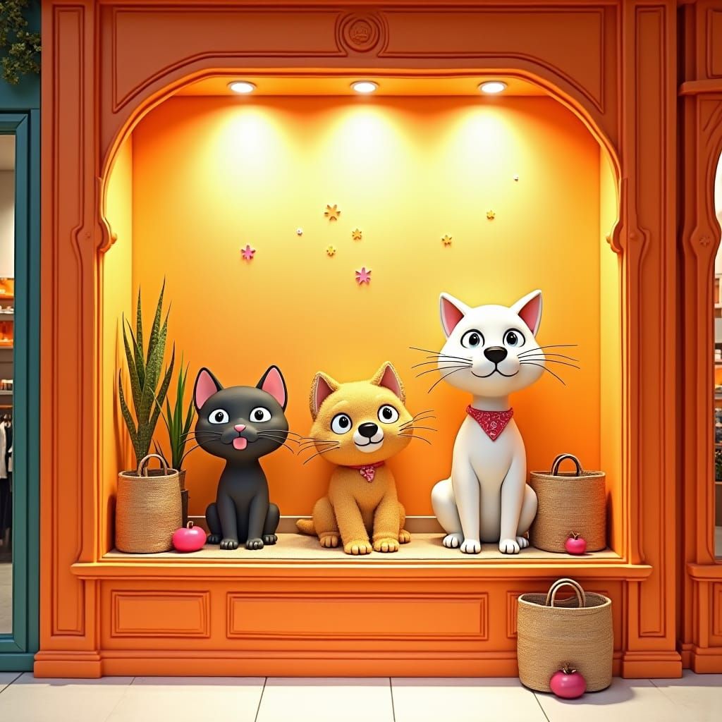 Playful Pets in Colorful Storefront Display