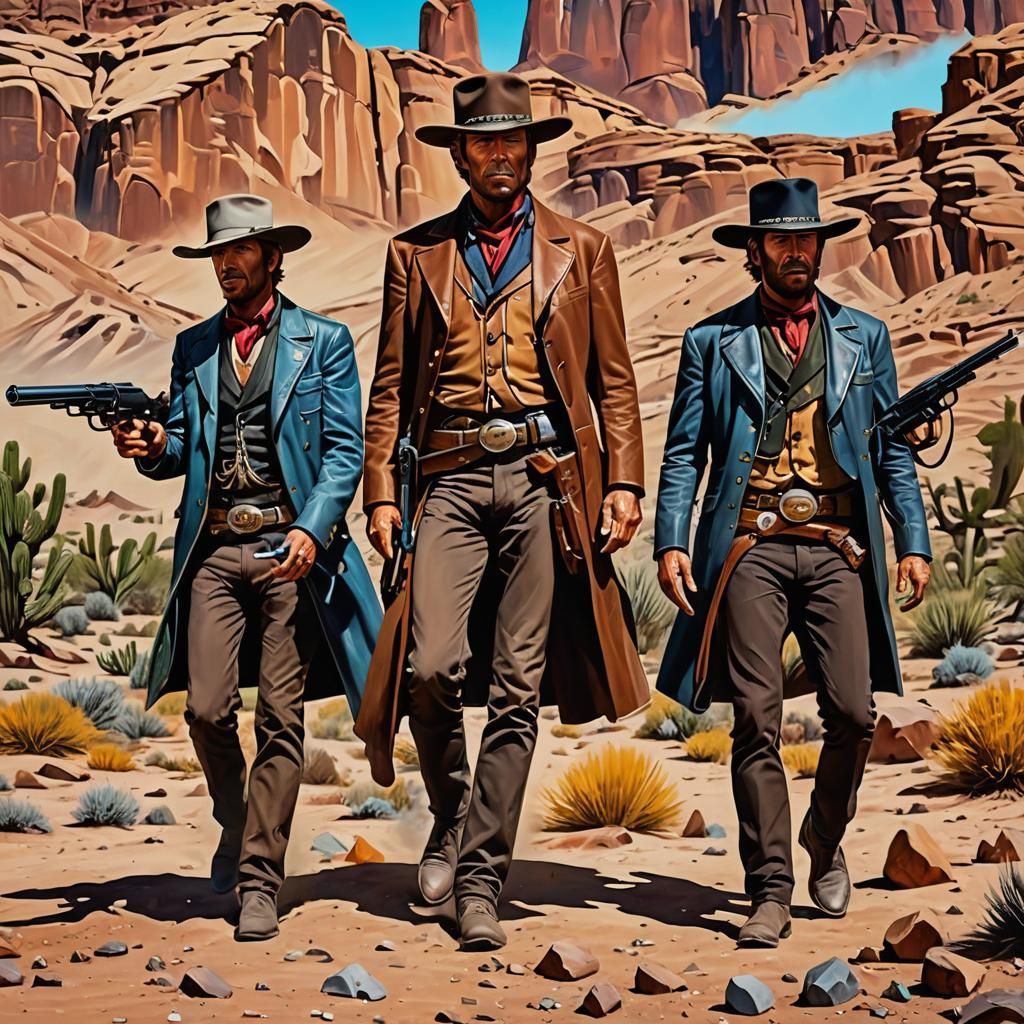 Wild West Gunslingers in Colorful Graffiti Art