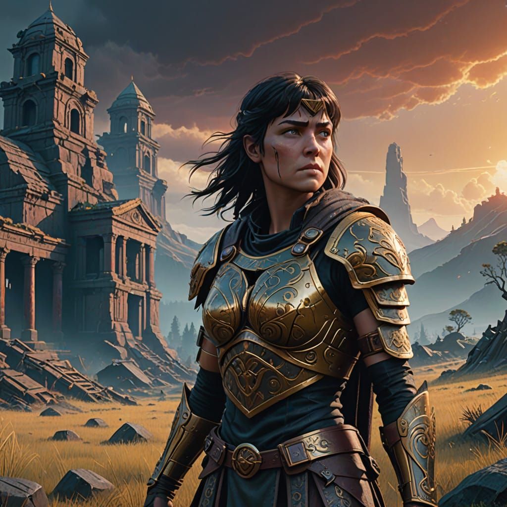 Heroic Xena Warrior Princess in Ancient Greek-Inspired Lands...