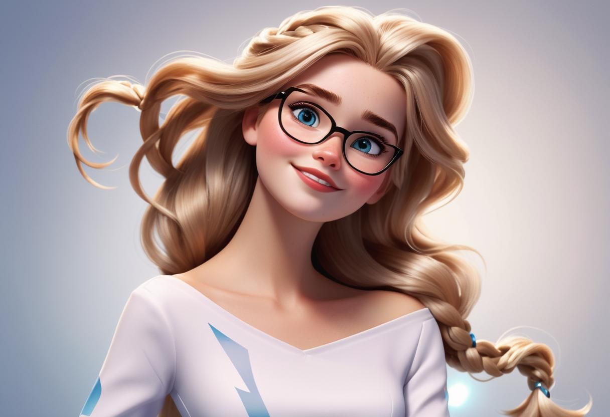 Elsa in Modern Dress: Pixar-Style 3D Render