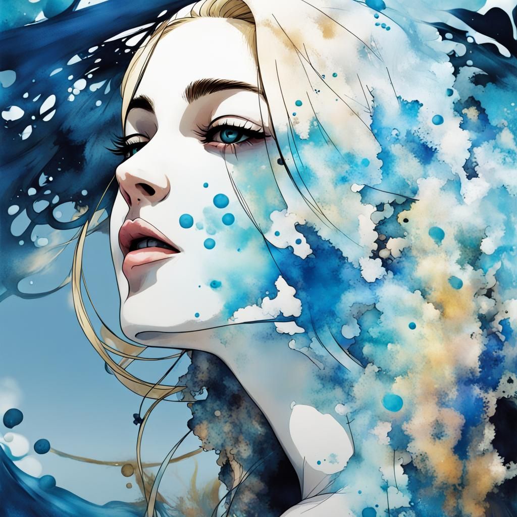 Glistening Tresses Gently Suspended in a Sea of Cerulean: Ba...