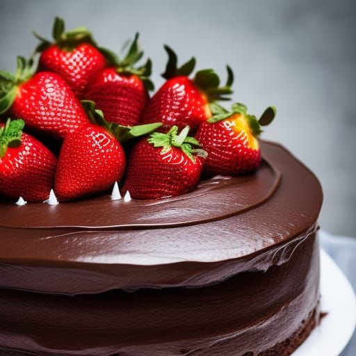 Delicious Chocolate Cake with Strawberries, Food Photography