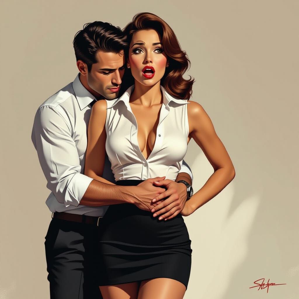 Woman's Horrified Reaction in Noir Style