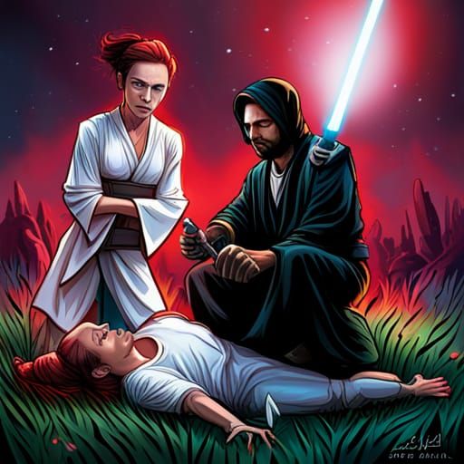 Female Jedi Healer in Graffiti Art Style