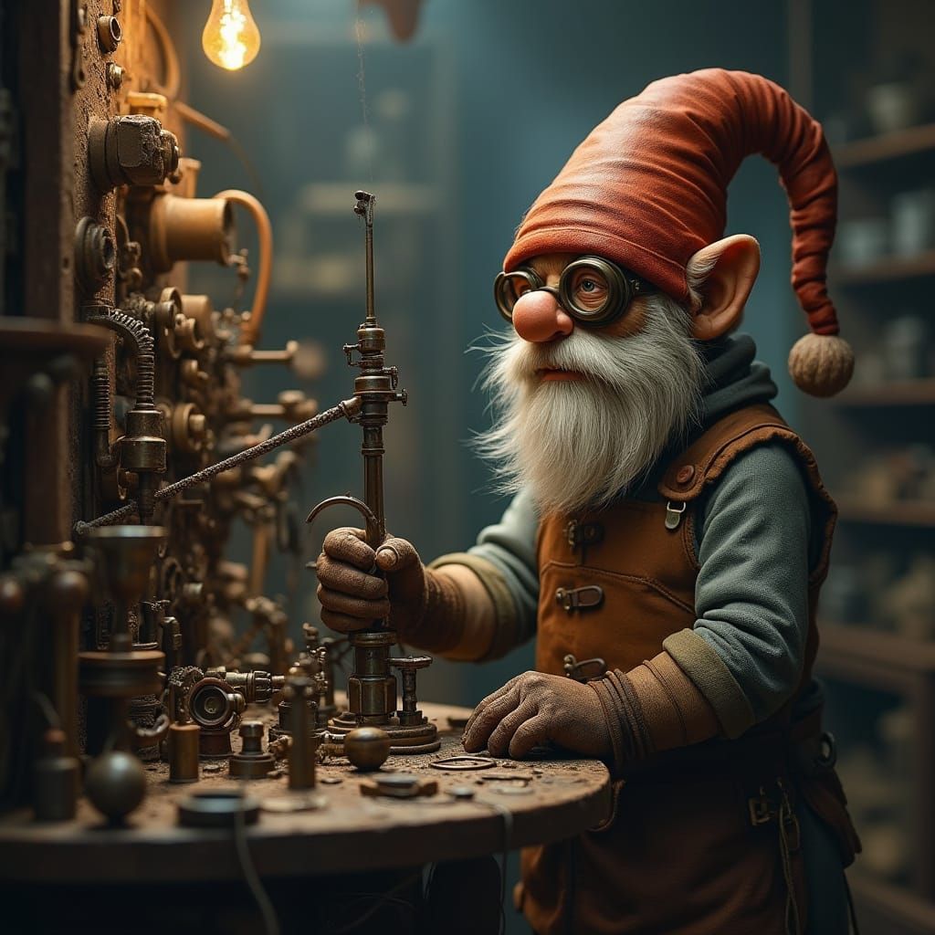 Rock Gnome Artificer Tinkering with Machinery
