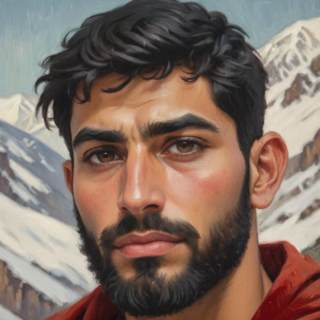 Handsome Arab Boy in Neo-Impressionist Oil Painting