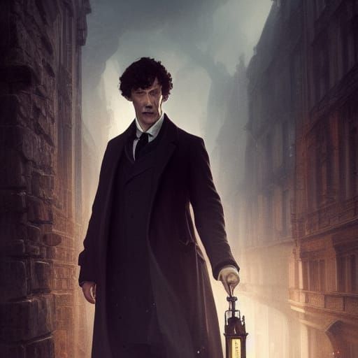 Sherlock Holmes in the dark streets of London