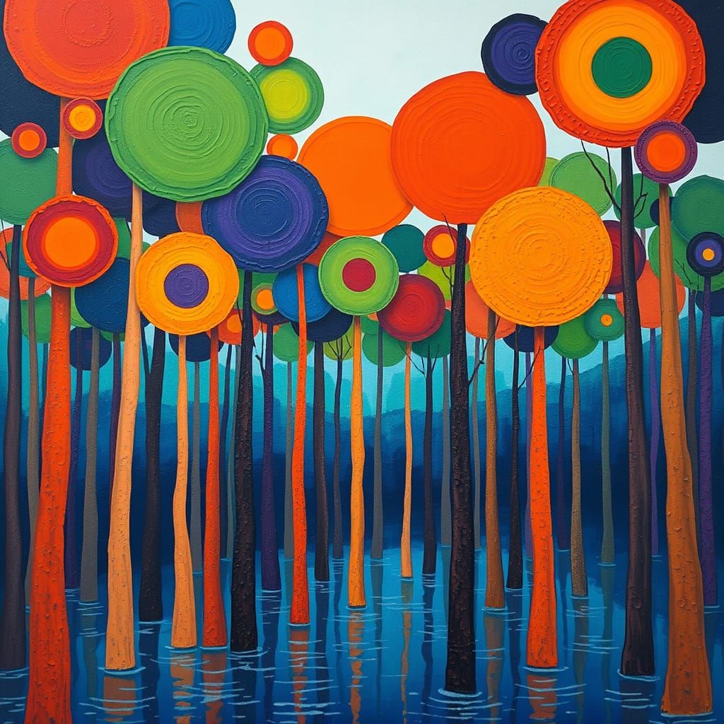 Surreal Forest in Abstract Expressionist Style