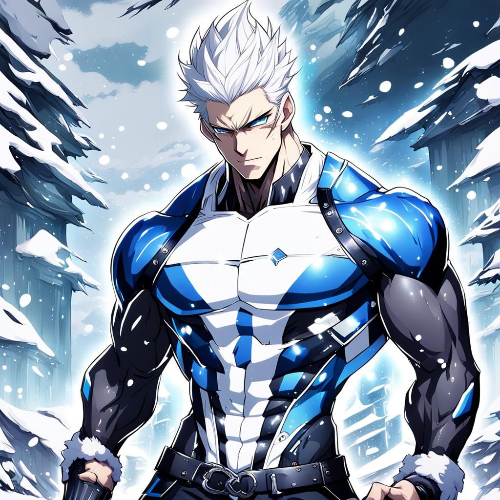 Attractive Muscular Man with Six Eyes, Anime Style