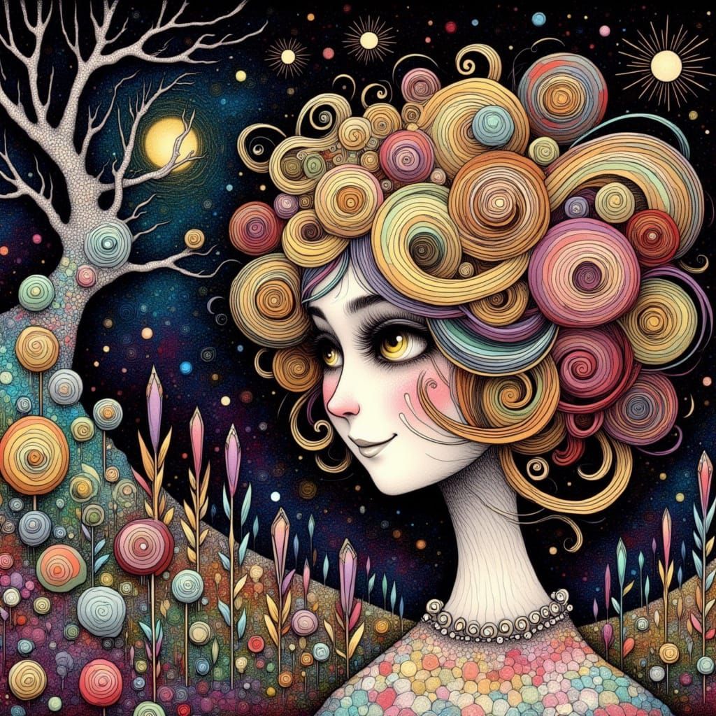 Luna Lovegood and Snorkack in Alcohol Ink Zentangle