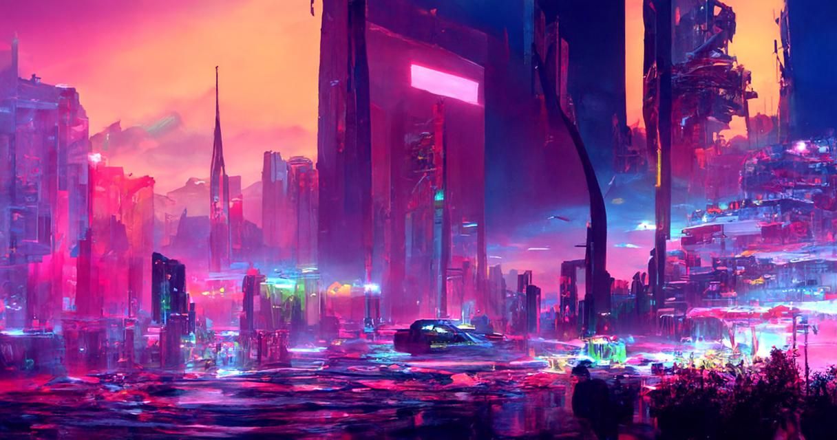 Neon Cityscape of Future Tokyo in Retrowave Style