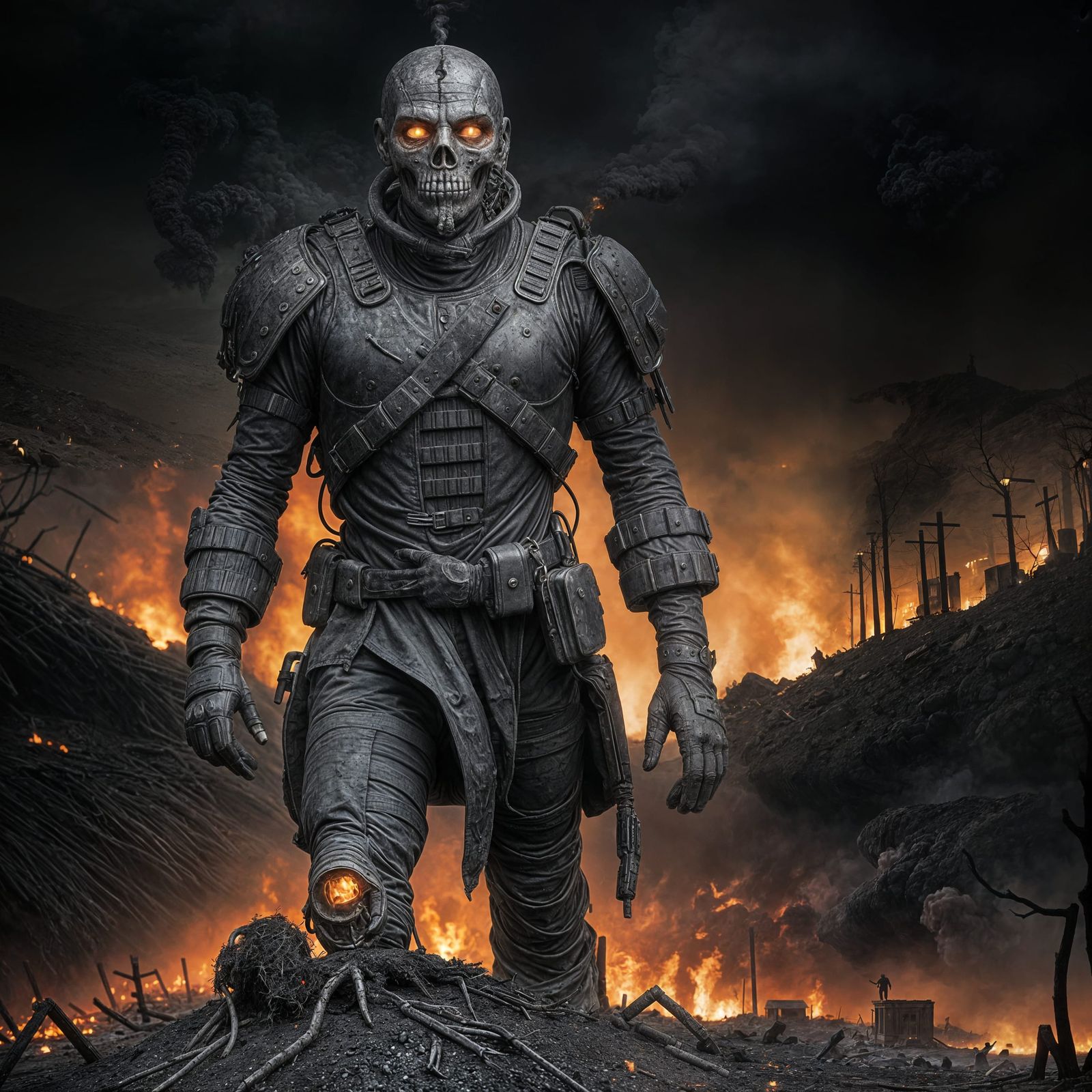 Post-Apocalyptic MechWarrior in Eerie Landscape