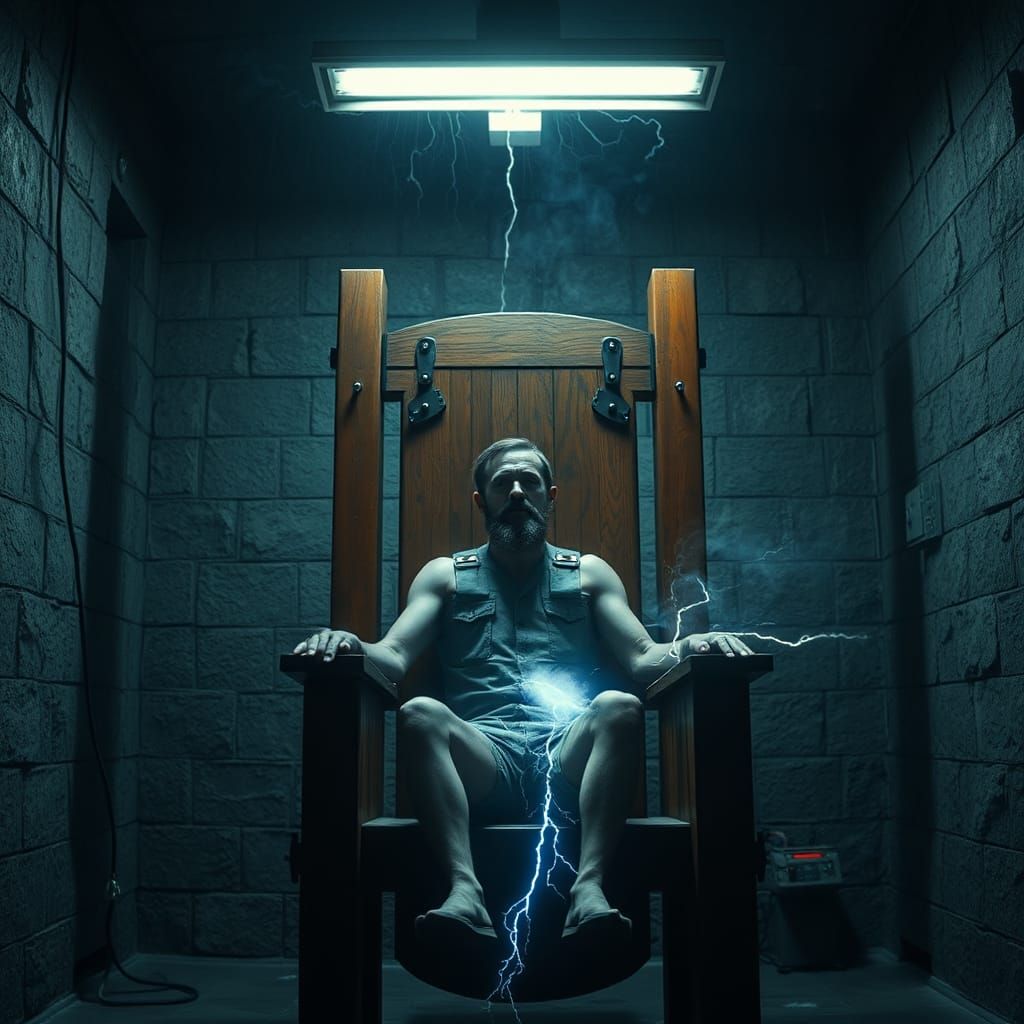 Electric Chair Execution in Hyperrealistic Style