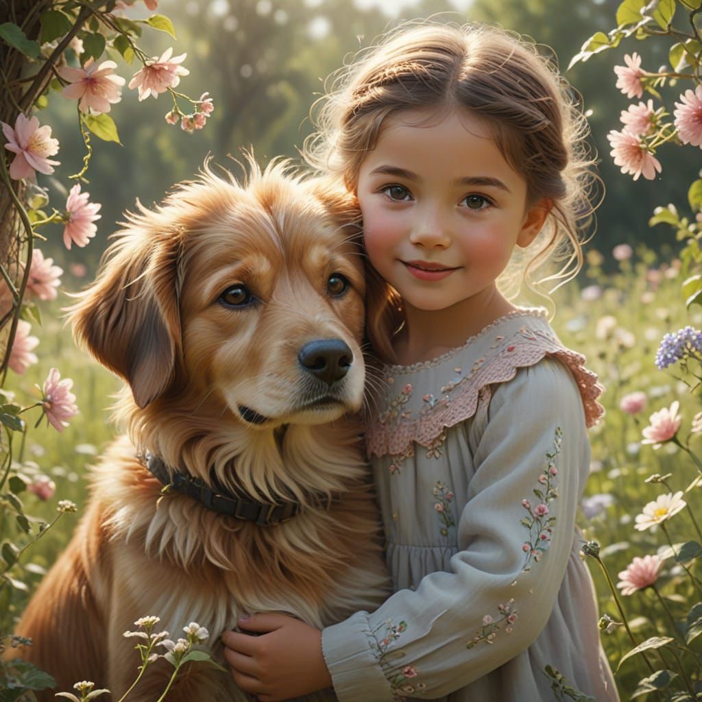 Warm Heartwarming Scene of Toddler Siblings and Their Cute D...