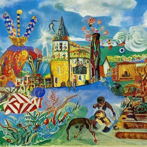 Hansel and Gretel in Surrealist Chocolate Factory