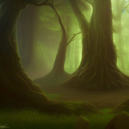 Mysterious Forest Symbol in Detailed Fantasy Art