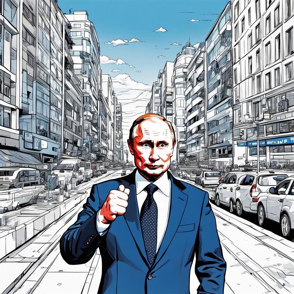 Putin in Comic Book Style Illustration
