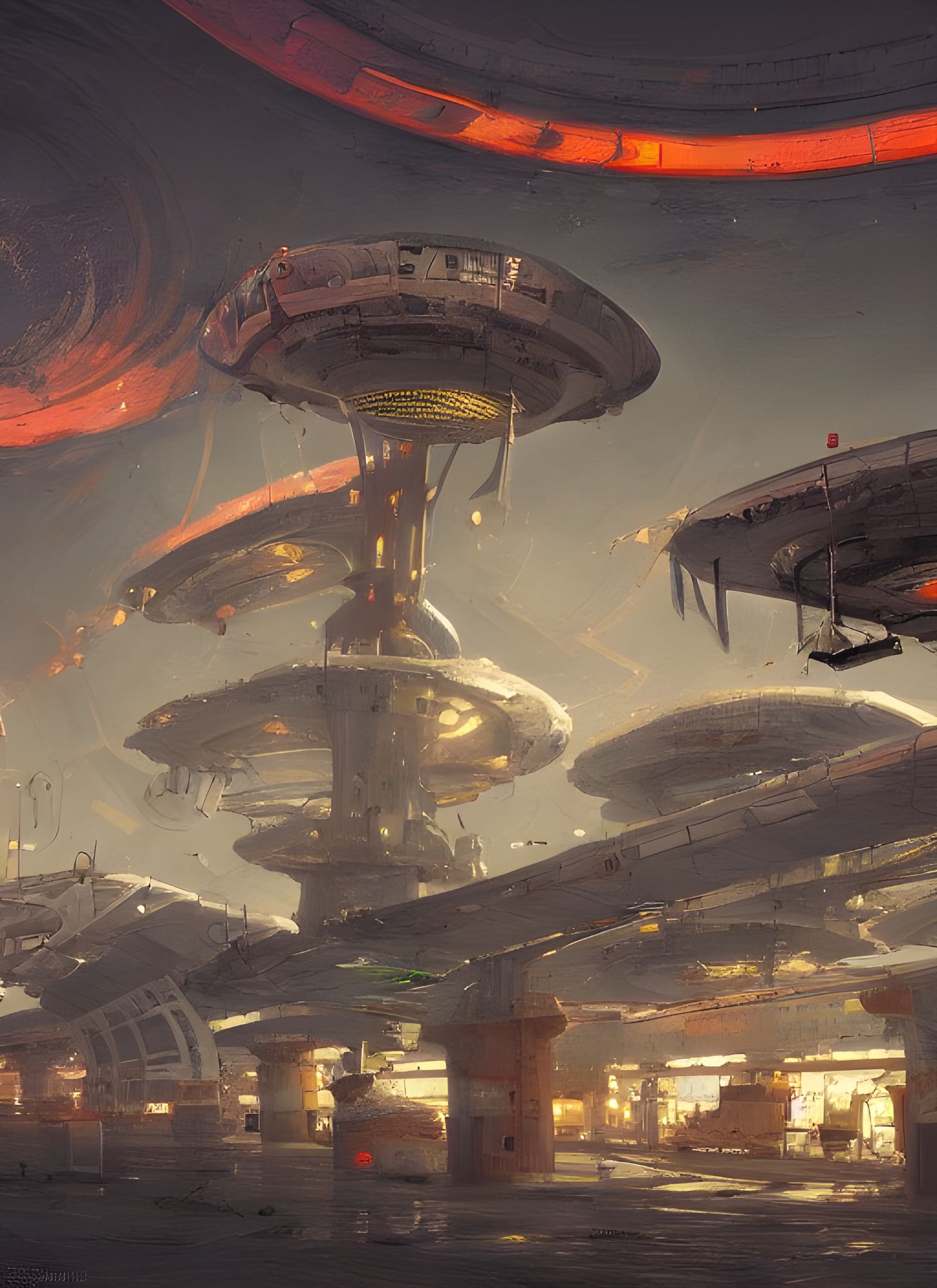 Post-Apocalyptic Airport in Art Nouveau Style