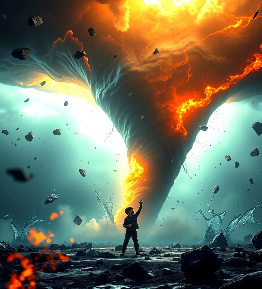 Epic Tornado Controlled by Boy: Digital Matte Painting