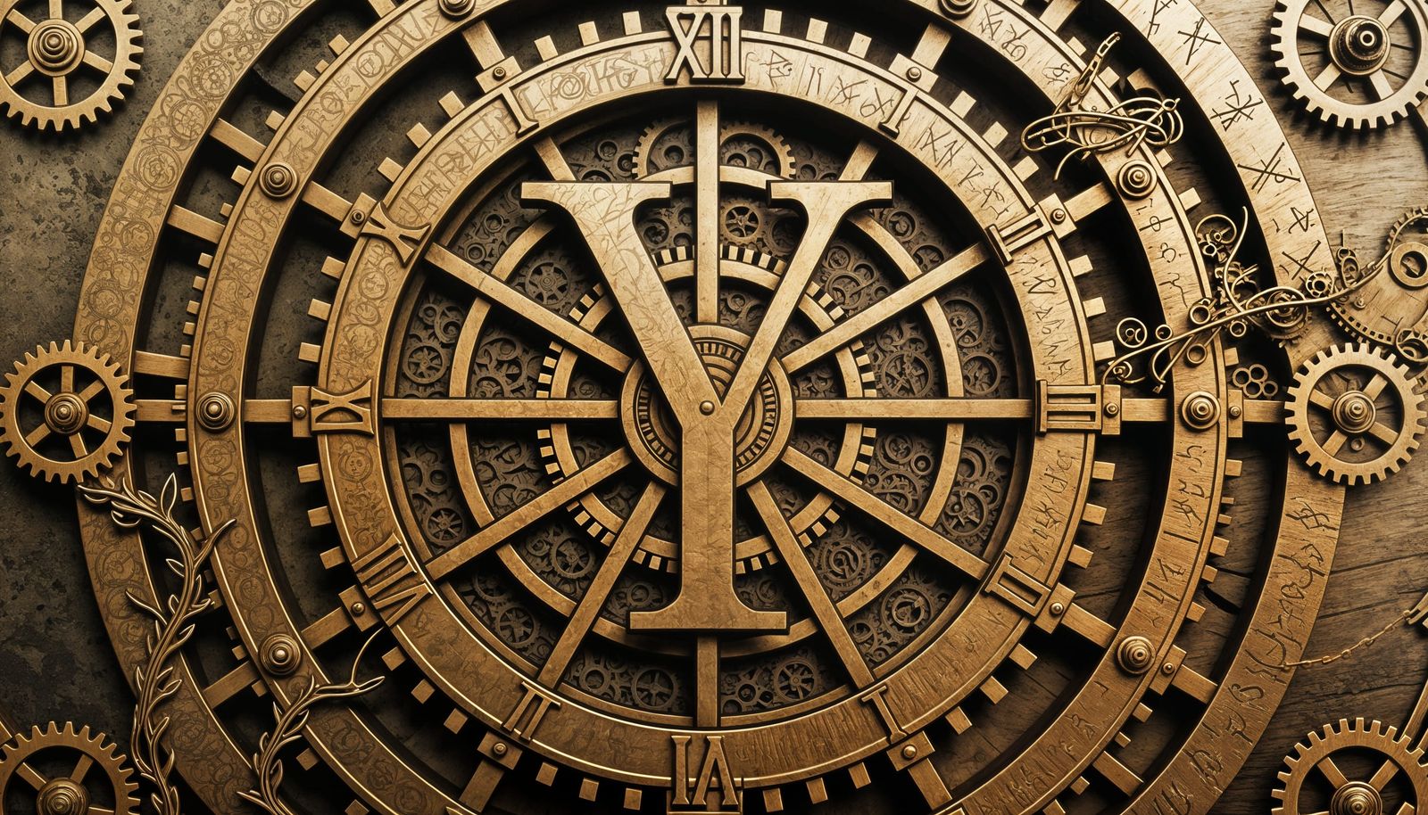 Steampunk Clockwork Logo with Intertwined Initials