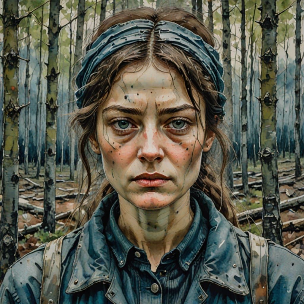 Ethereal Boreal Portrait in Neo-Expressionist Watercolour