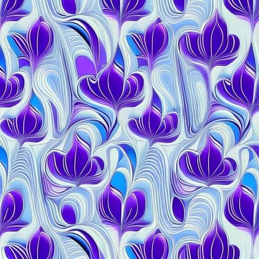 Purple Tulips Pattern in Abstract Fractal Style