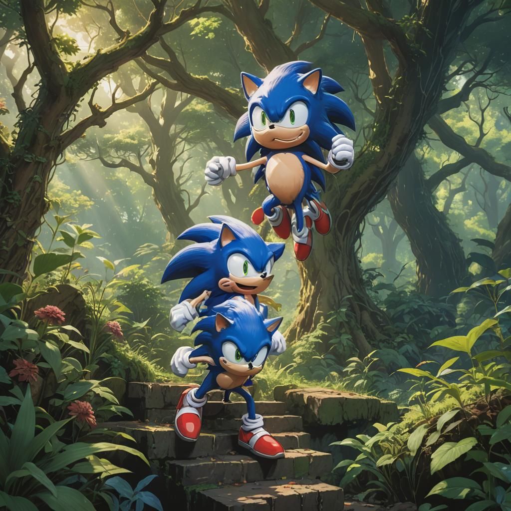 Mutated Sonic: Studio Ghibli Anime Key Visual