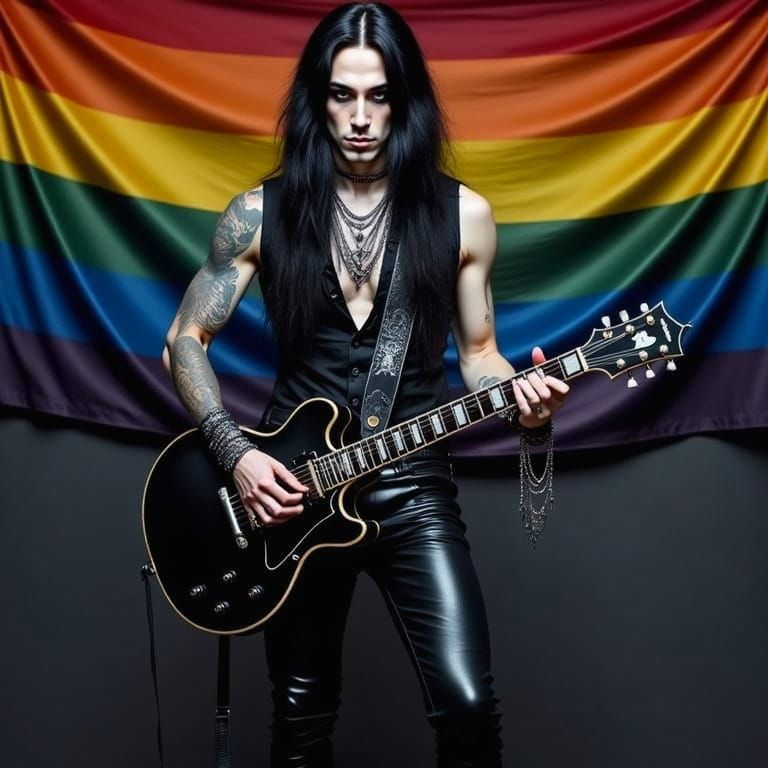 Gothic Man Playing Guitar in Watercolor Style