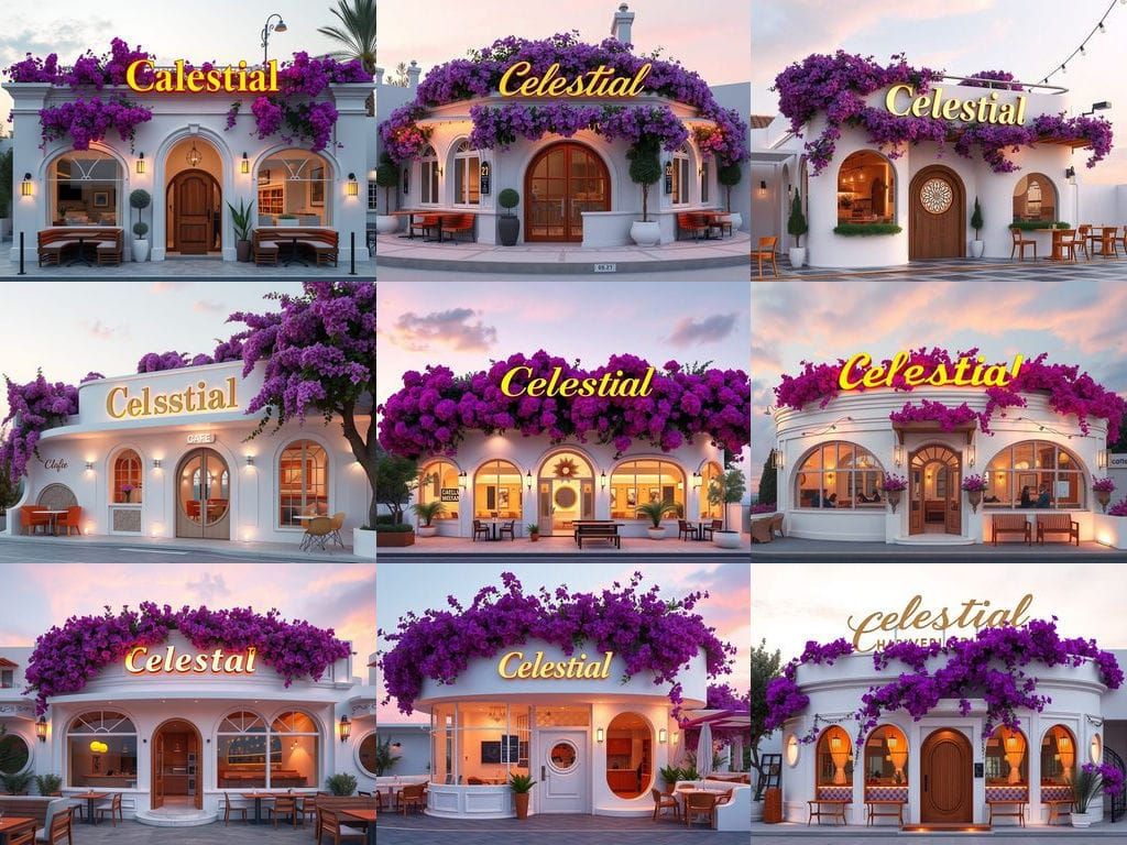 Celestial Cafe: Mediterranean Architecture in Pastel Evening...