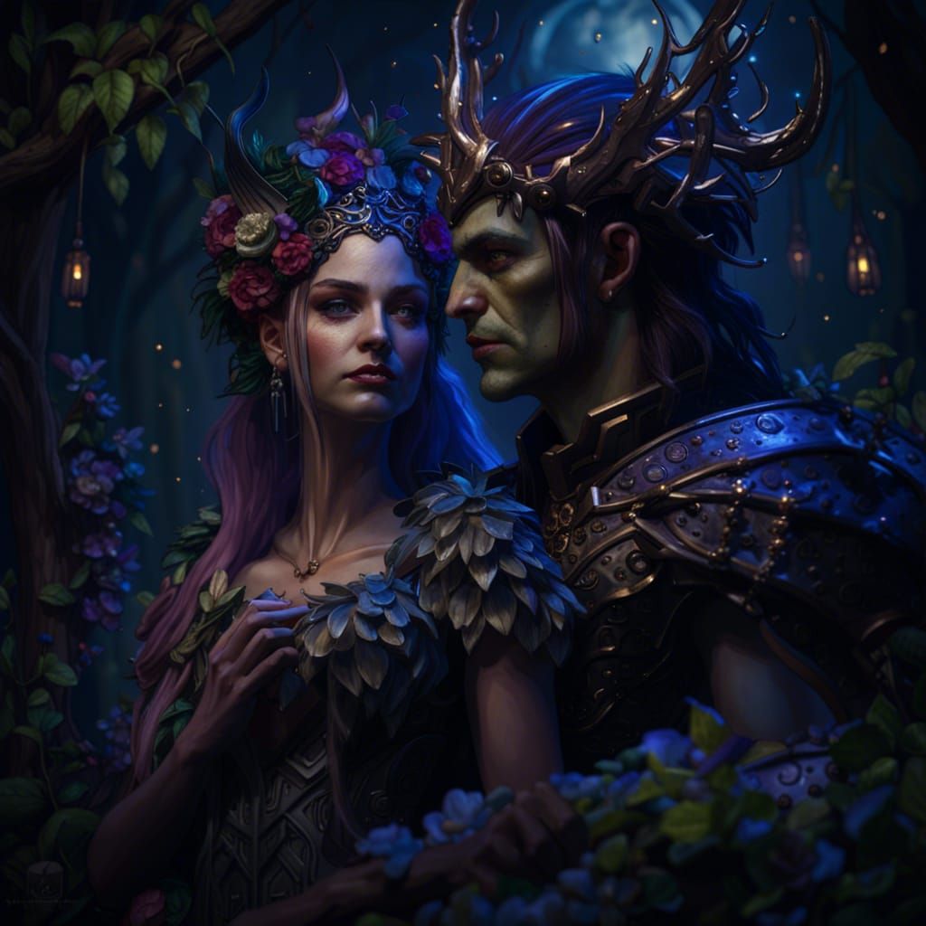 Titania and Oberon: Gothic Dark Fantasy Masterpiece