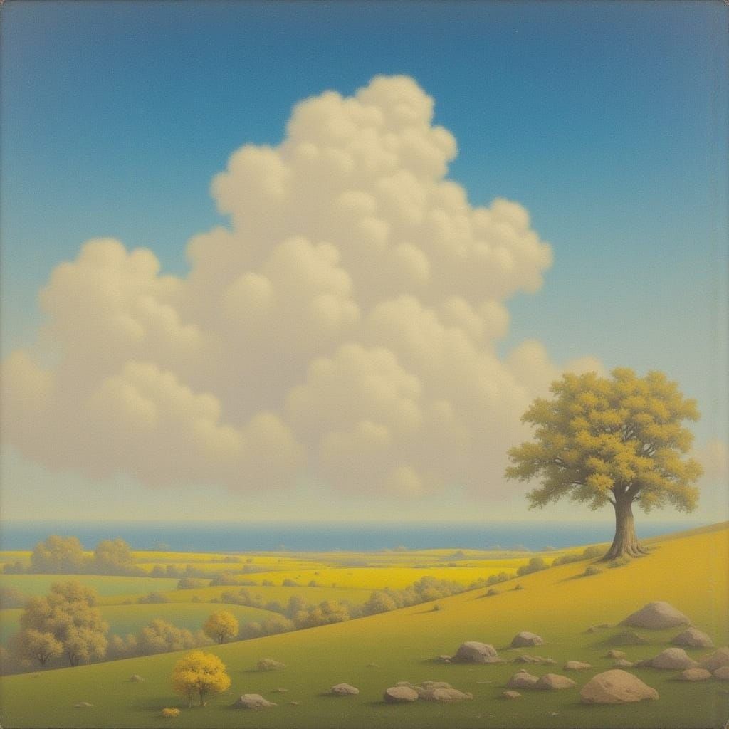 Gentle Cloud Trees in Vivid Style