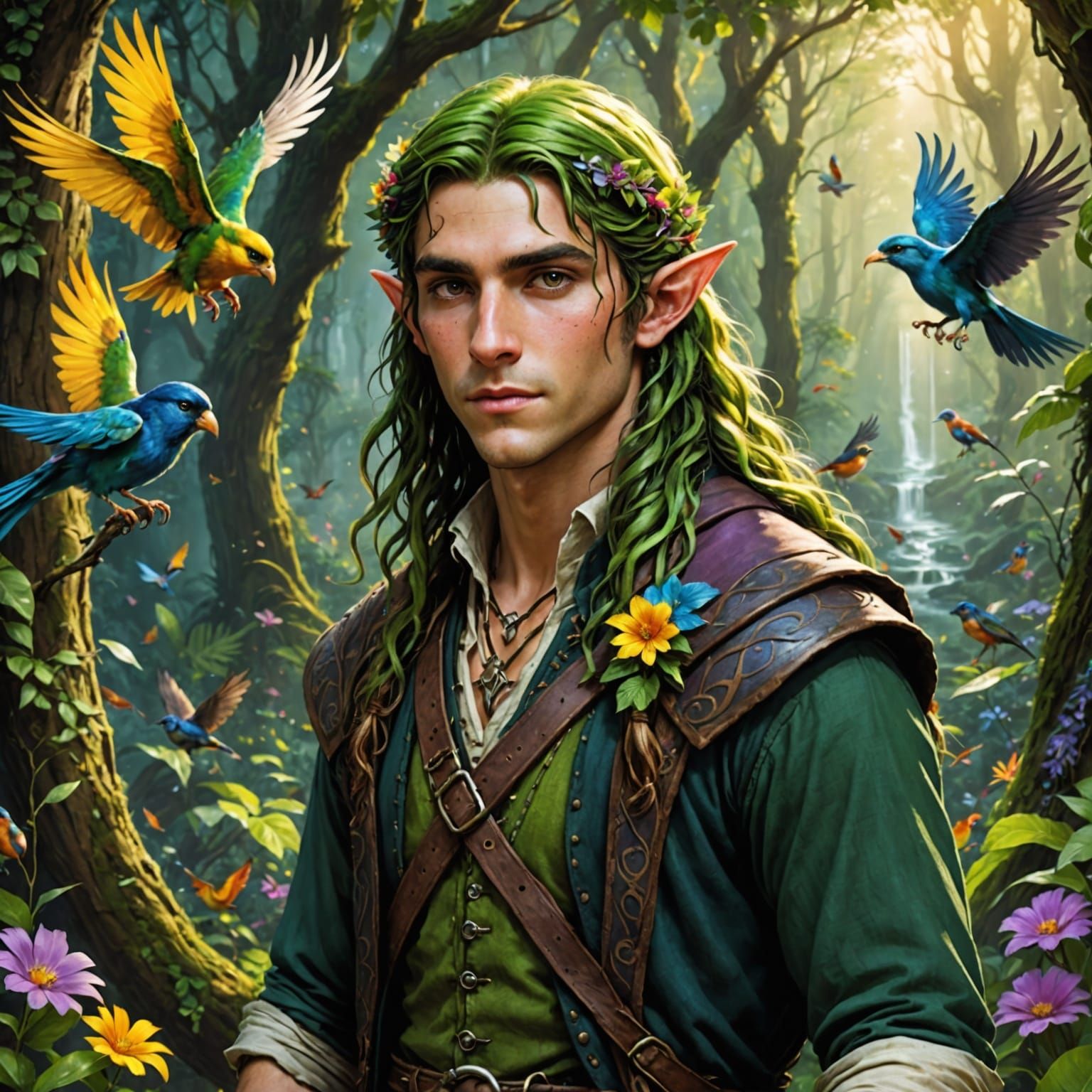 Dreamy Youthful Gypsy Rogue Soars in Vibrant Rainforest