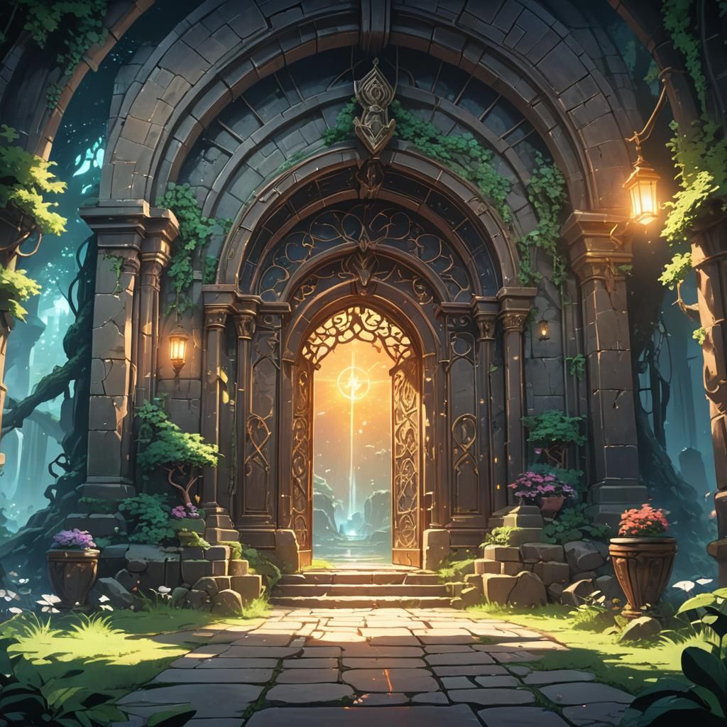 Magic Portal to Fantasy World in Anime Style