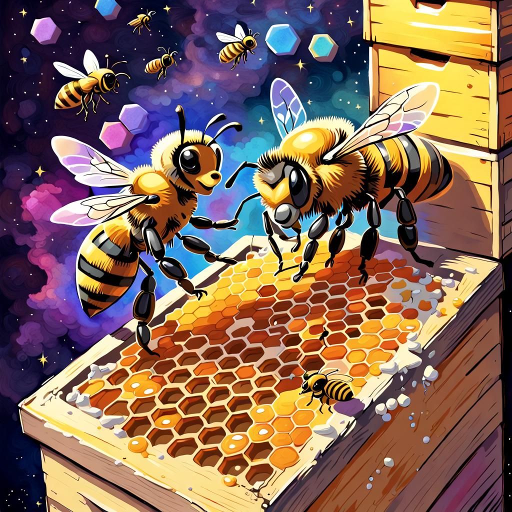 Buzz Astral in Bee Hive: Digital Chalk Art