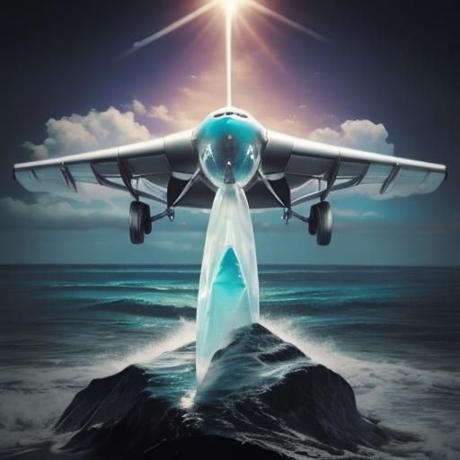 Bejeweled Airplane Flying Over Water