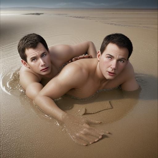 Portrait of Two Men Sinking in Quicksand