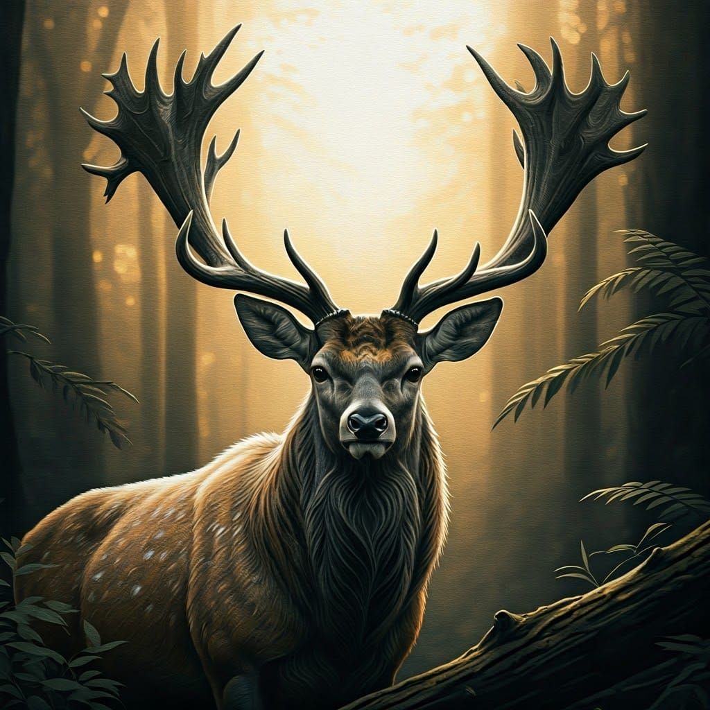 Majestic Megaloceros Giganteus in Gothic Cathedral Antlers