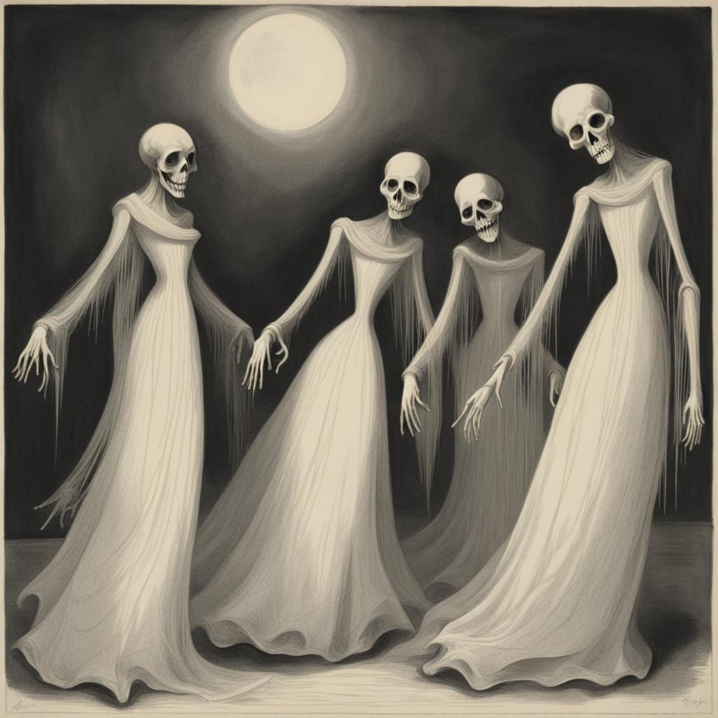 Macabre Specters Caroling in Dance of Death Style
