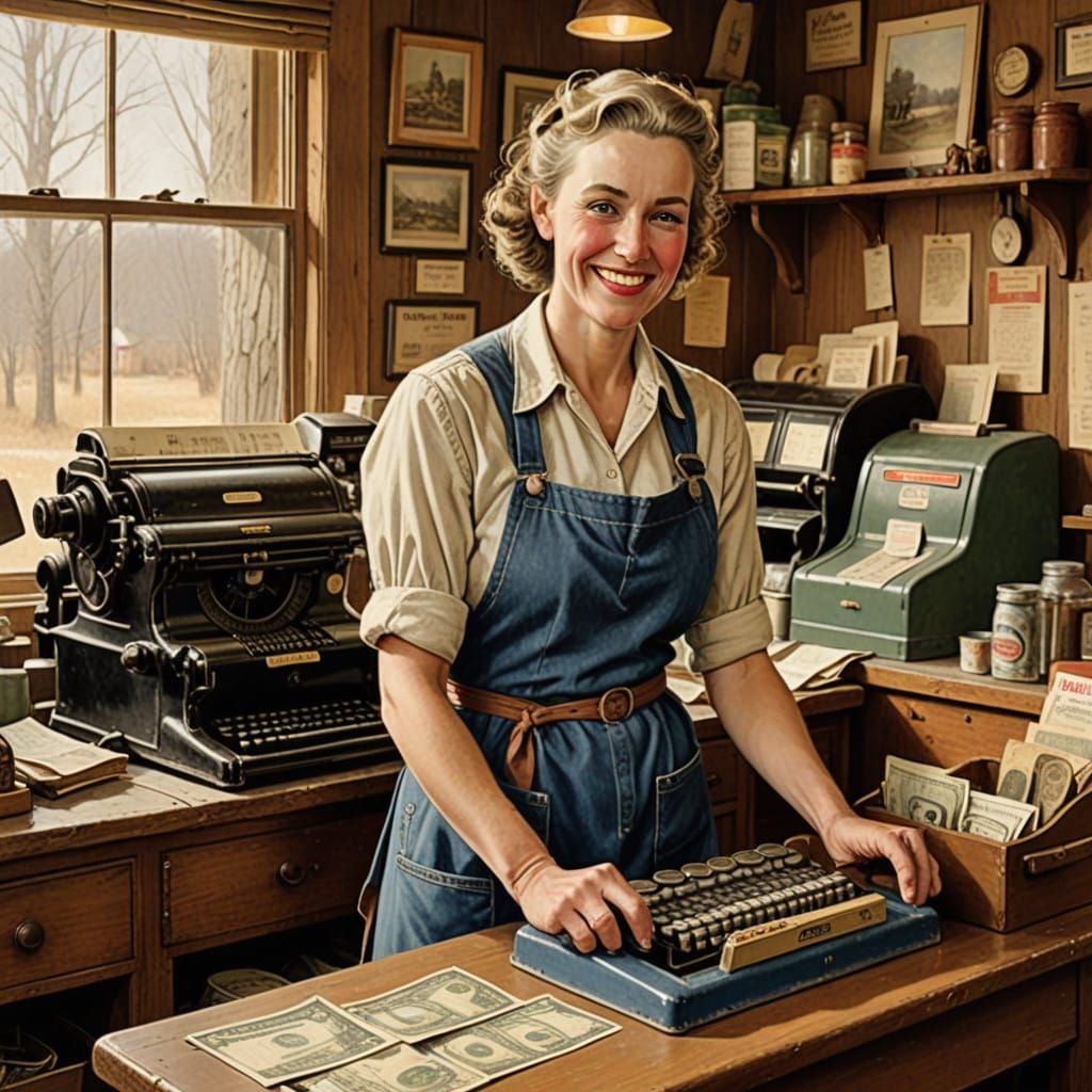 Vintage Store Scene in American Realism Style