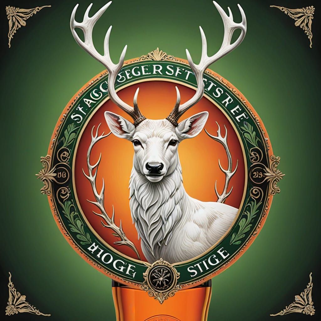 Staggermeister: Majestic White Stag Logo Design