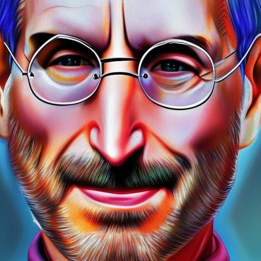 Hyperrealistic Portrait of Steve Jobs in Splash Art Style