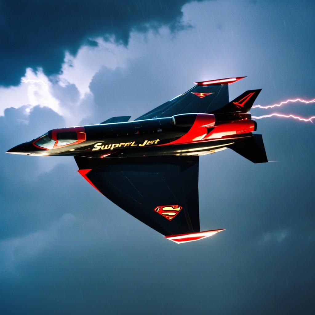 Supergirl Jet Soars Over Stormy Cityscape