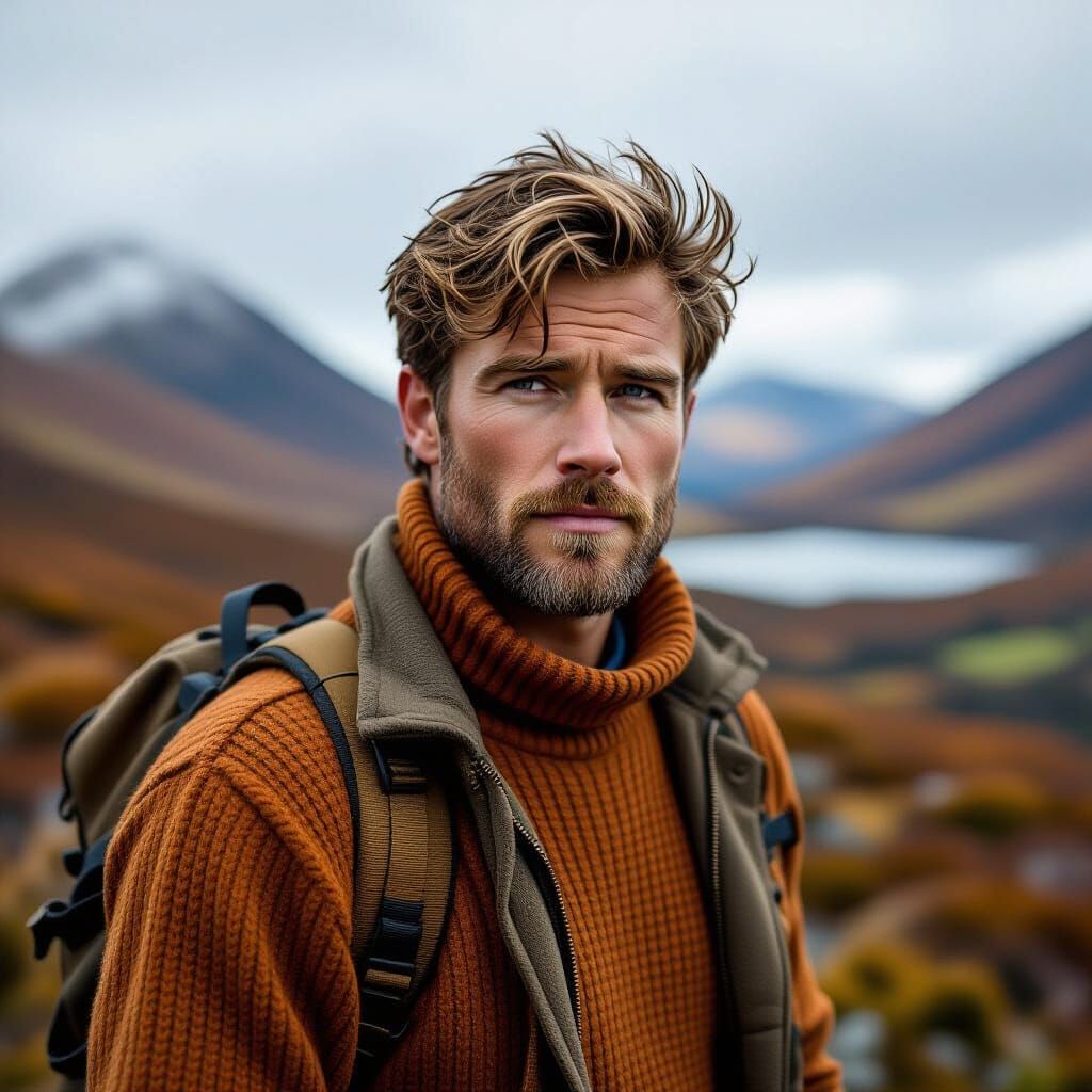 Scottish Landscape Portrait in Hyperrealistic Style