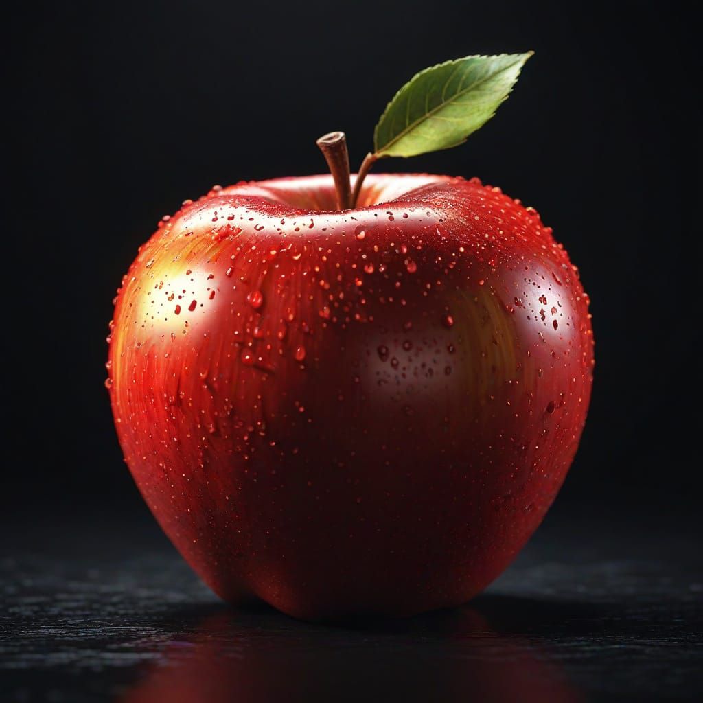 Vibrant Pixel Art Red Apple Macro Shot
