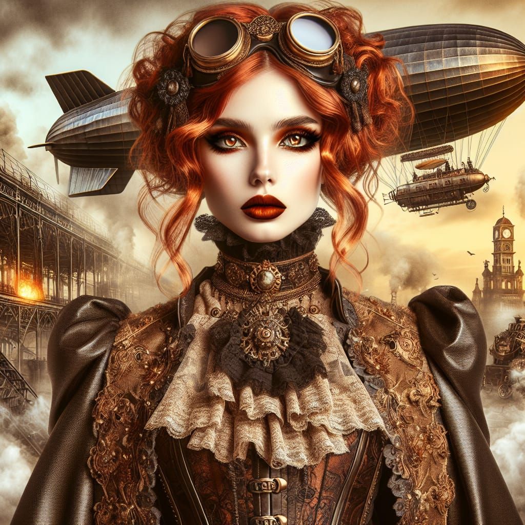 Steampunk Lady in Victorian Gothic Setting