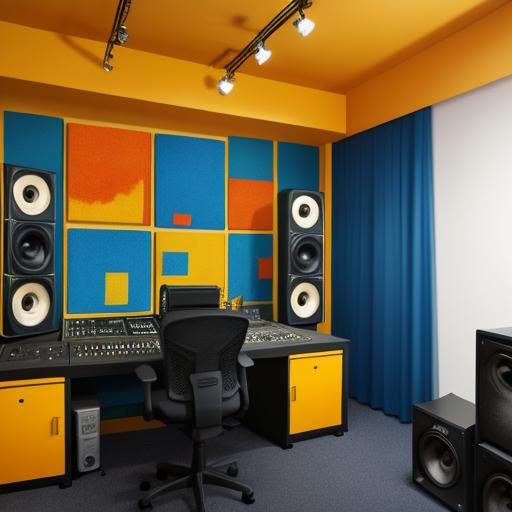 Abstract Recording Studio in Complementary Colors