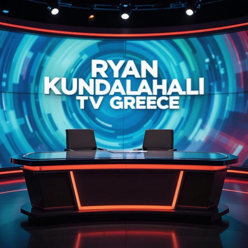 News Studio Set with Dynamic Lighting and Film Grain