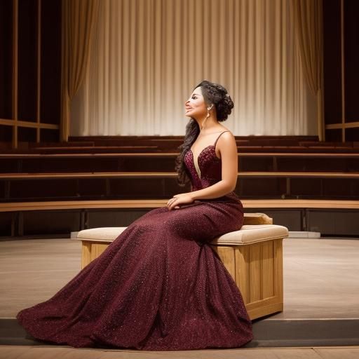 Woman in Gown at Opera with Opera Glasses