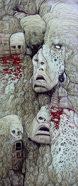 Gore Horror Artwork as Pen and Ink Drawing